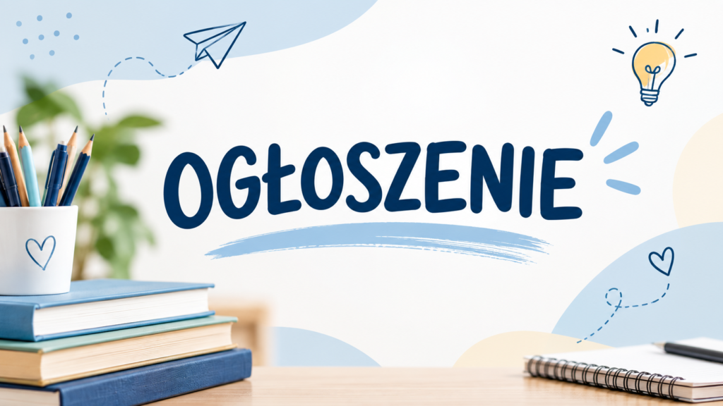 Grafika informacyjna z napisem „Ogłoszenie” dotycząca Wojewódzkich Konkursów Przedmiotowych 2026/2027