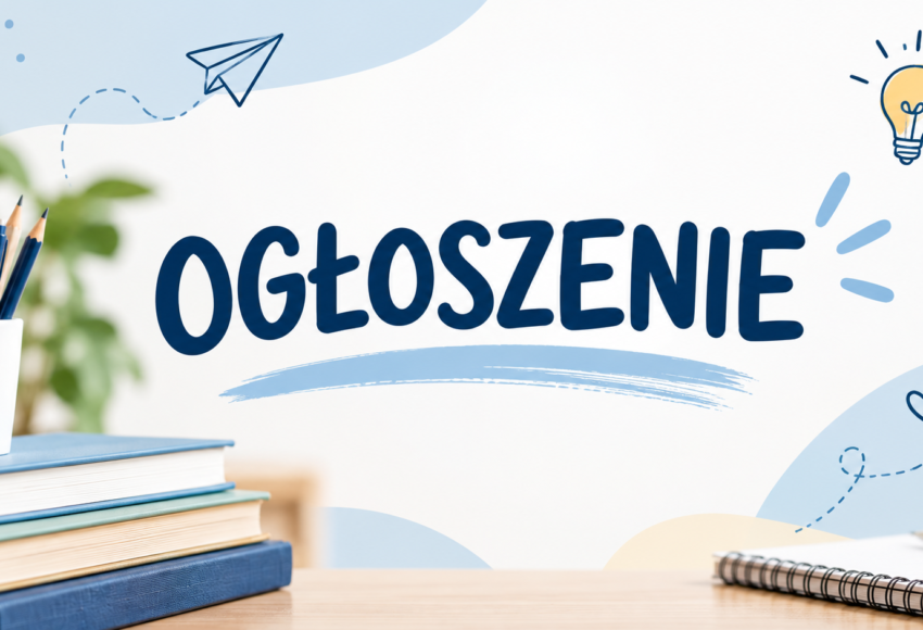 Grafika informacyjna z napisem „Ogłoszenie” dotycząca Wojewódzkich Konkursów Przedmiotowych 2026/2027